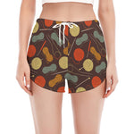 Yarn And Needle Pattern Print Women's Split Running Shorts