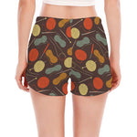 Yarn And Needle Pattern Print Women's Split Running Shorts