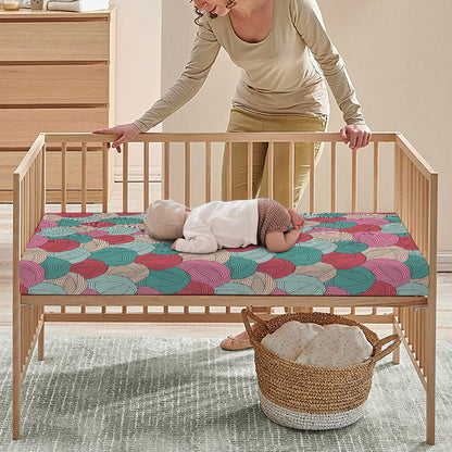 Yarn Balls Pattern Print Baby Crib Sheet