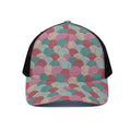 Yarn Balls Pattern Print Black Mesh Trucker Hat