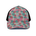 Yarn Balls Pattern Print Black Mesh Trucker Cap