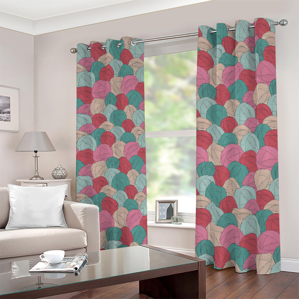 Yarn Balls Pattern Print Blackout Grommet Curtains