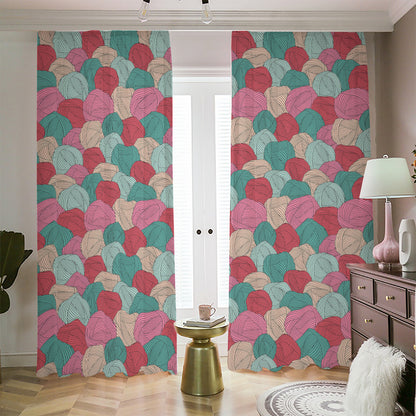 Yarn Balls Pattern Print Blackout Pencil Pleat Curtains