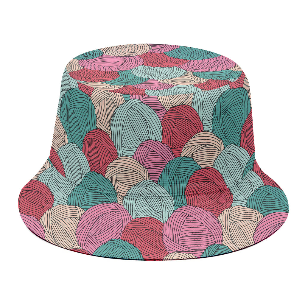 Yarn Balls Pattern Print Bucket Hat