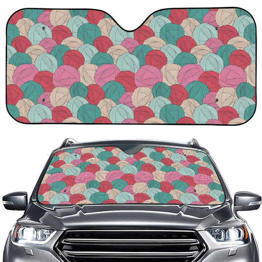 Yarn Balls Pattern Print Car Windshield Sun Shade