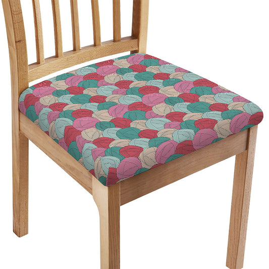 Yarn Balls Pattern Print Chair Cushion Cover