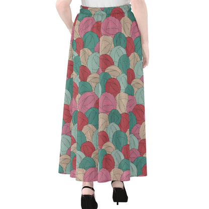 Yarn Balls Pattern Print Chiffon Maxi Skirt