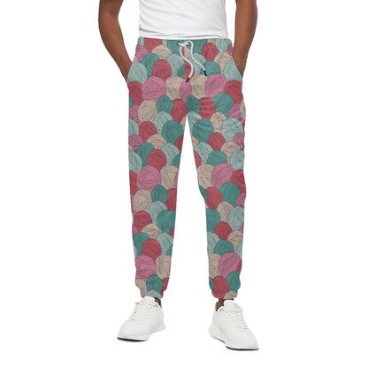 Yarn Balls Pattern Print Cotton Pants