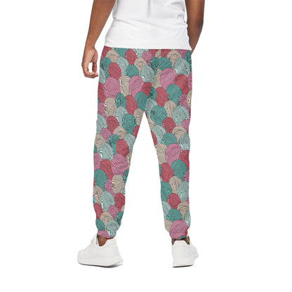 Yarn Balls Pattern Print Cotton Pants