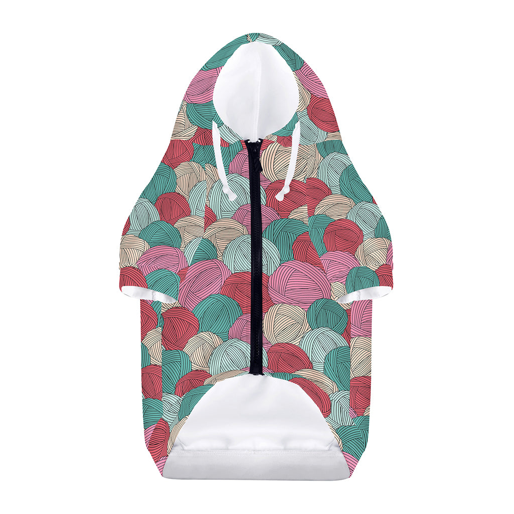 Yarn Balls Pattern Print Dog Zip Up Hoodie