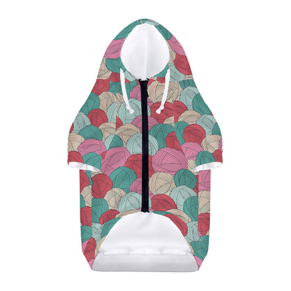 Yarn Balls Pattern Print Dog Zip Up Hoodie
