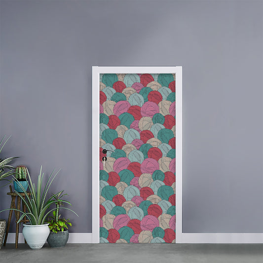 Yarn Balls Pattern Print Door Sticker