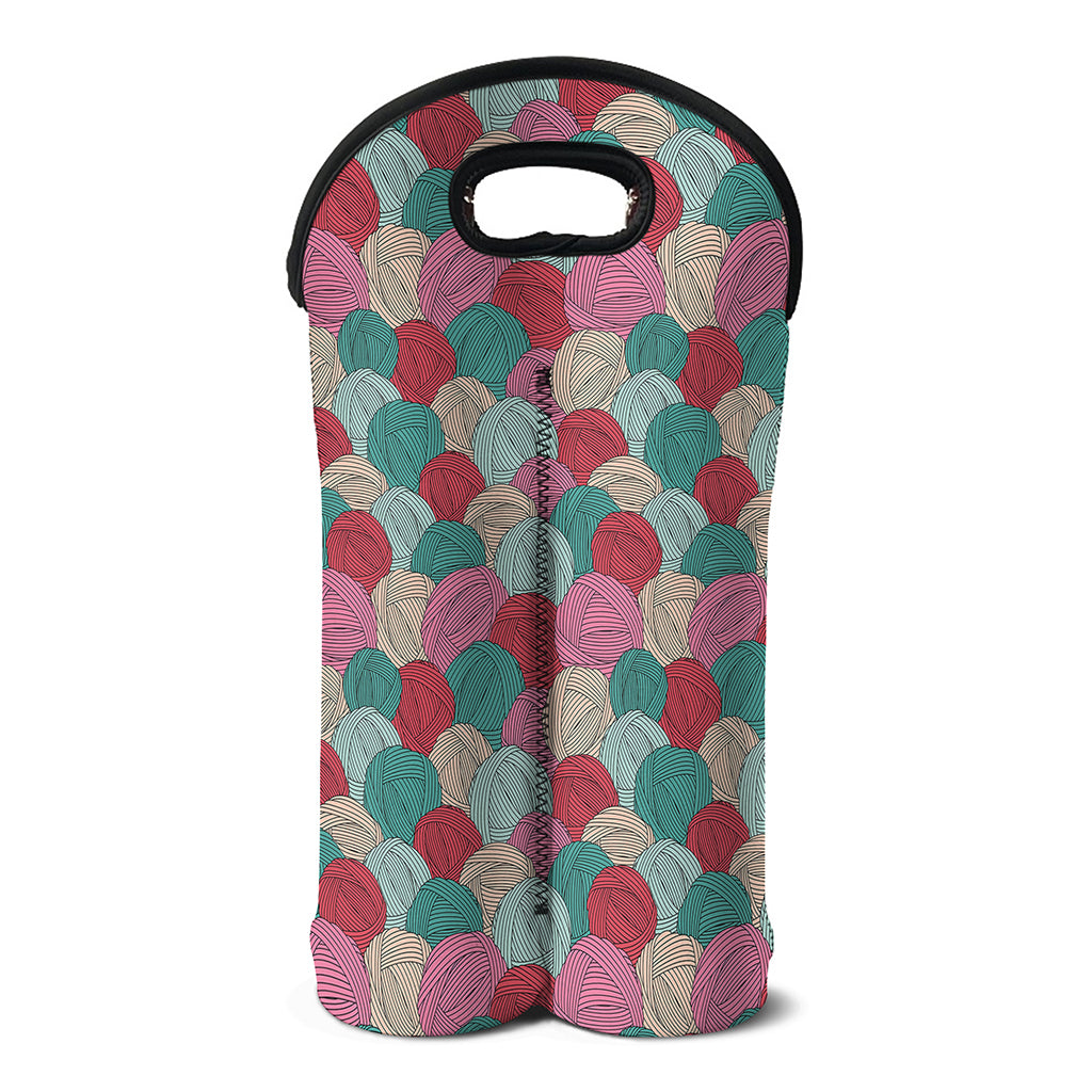 Yarn Balls Pattern Print Double Neoprene Wine Tote