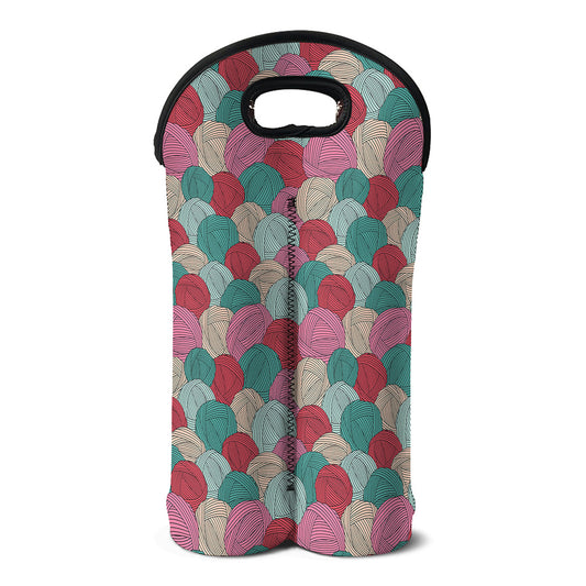 Yarn Balls Pattern Print Double Neoprene Wine Tote