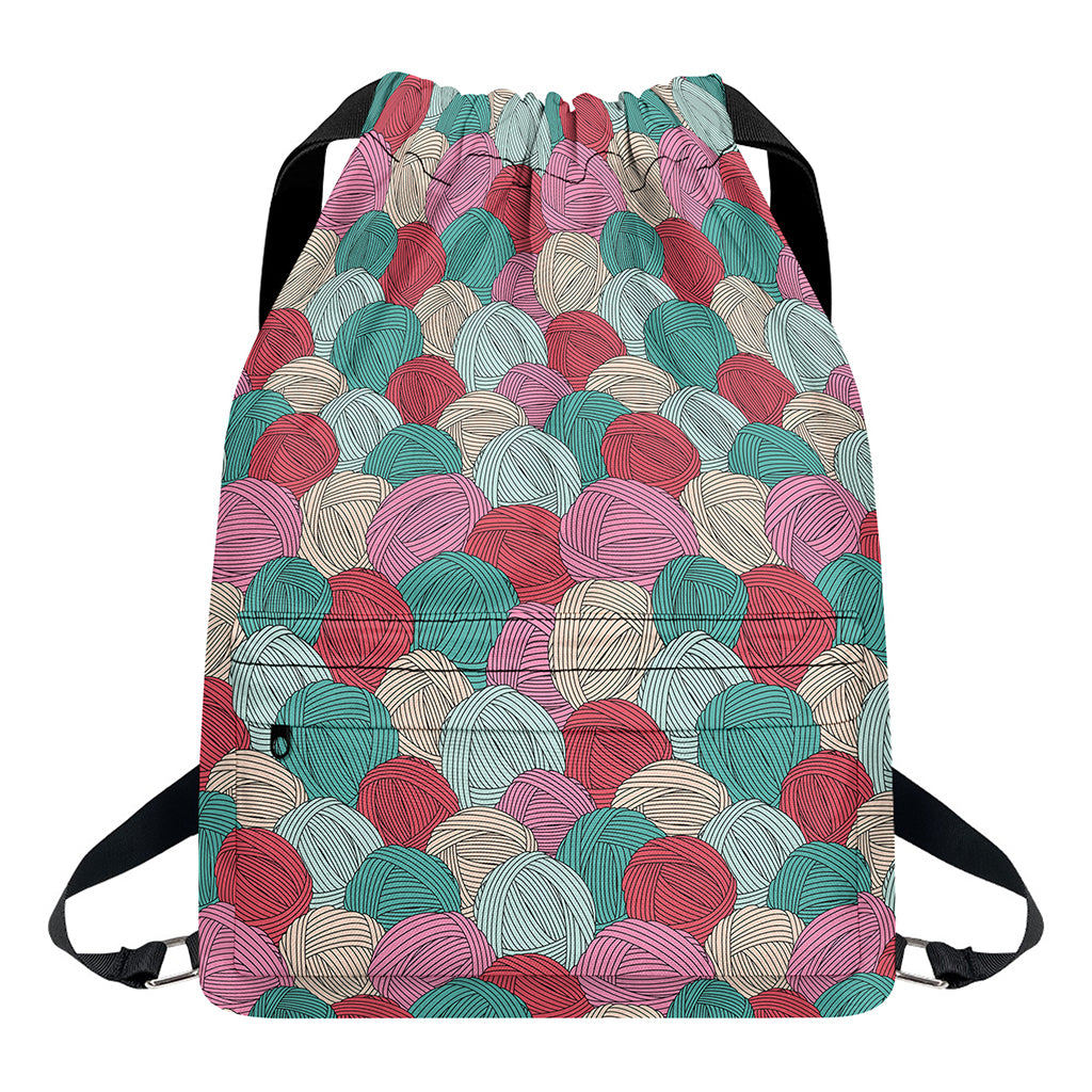 Yarn Balls Pattern Print Drawstring Backpack