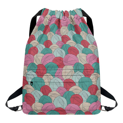 Yarn Balls Pattern Print Drawstring Backpack