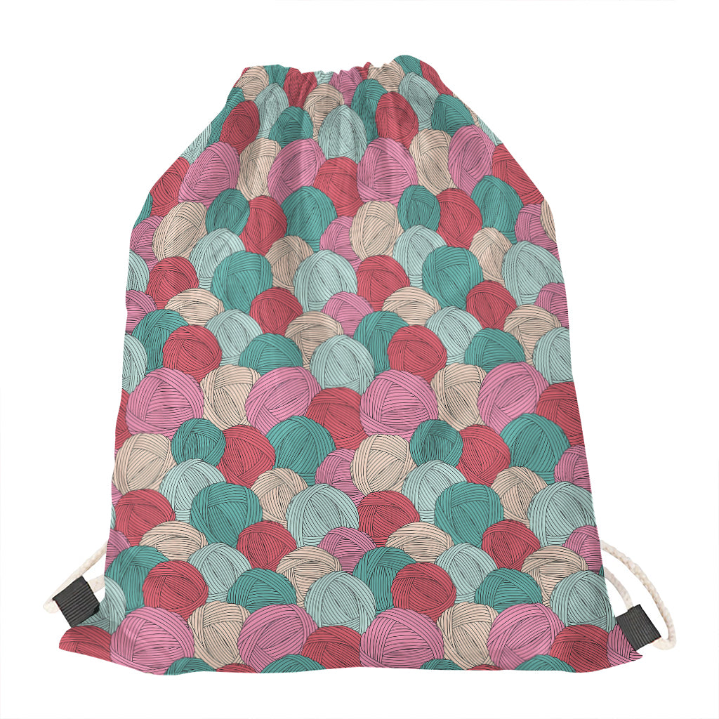 Yarn Balls Pattern Print Drawstring Bag