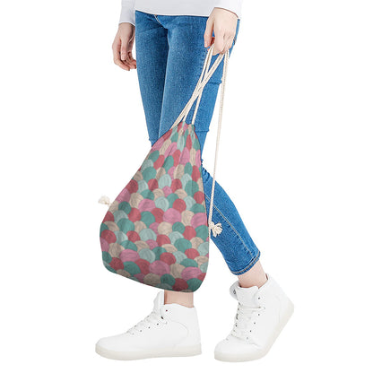 Yarn Balls Pattern Print Drawstring Bag