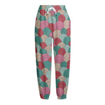 Yarn Balls Pattern Print Fleece Lined Knit Pants