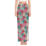 Yarn Balls Pattern Print High Slit Maxi Skirt