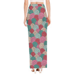 Yarn Balls Pattern Print High Slit Maxi Skirt