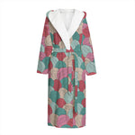 Yarn Balls Pattern Print Hooded Bathrobe