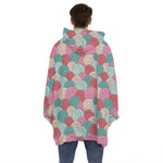 Yarn Balls Pattern Print Hoodie Blanket