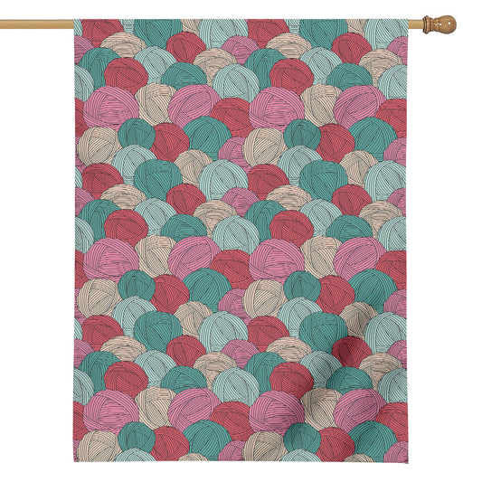 Yarn Balls Pattern Print House Flag