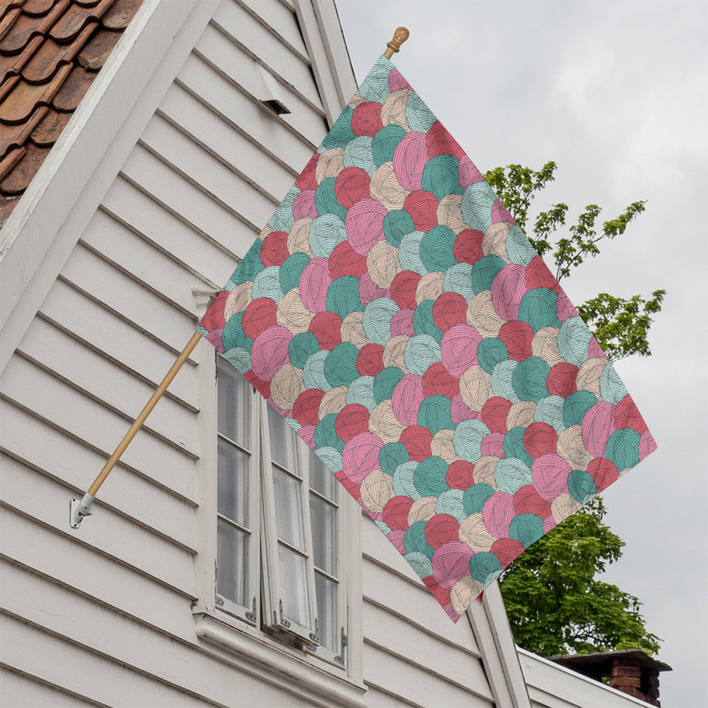 Yarn Balls Pattern Print House Flag