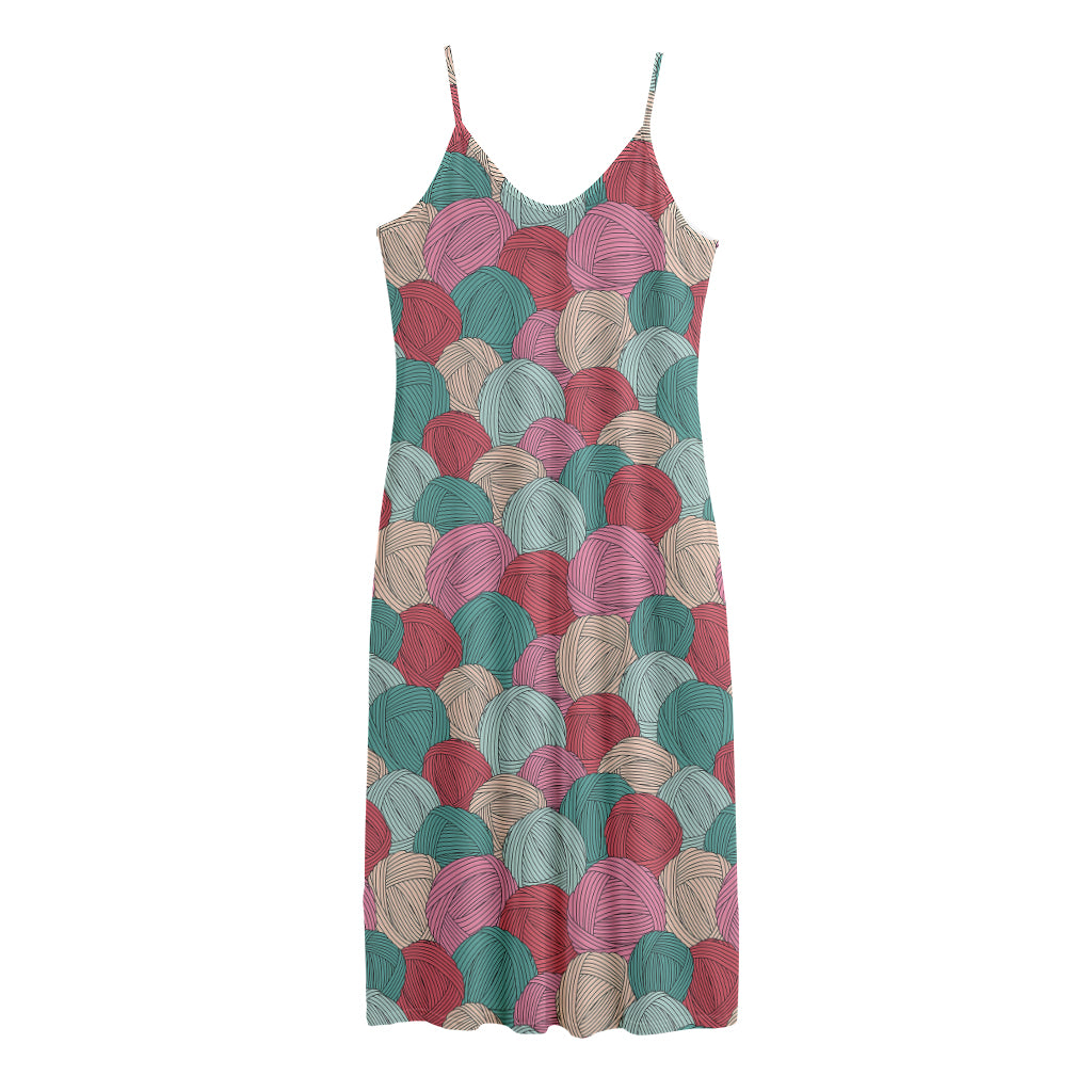 Yarn Balls Pattern Print Jersey Midi Cami Dress
