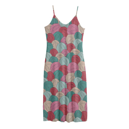 Yarn Balls Pattern Print Jersey Midi Cami Dress
