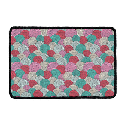 Yarn Balls Pattern Print Kitchen Mat