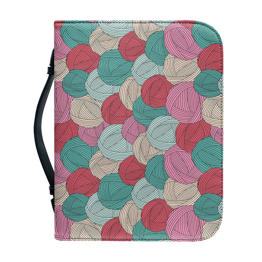 Yarn Balls Pattern Print Leather Bible Cover