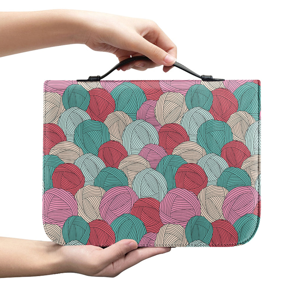 Yarn Balls Pattern Print Leather Bible Cover