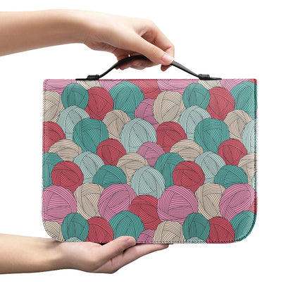Yarn Balls Pattern Print Leather Bible Cover