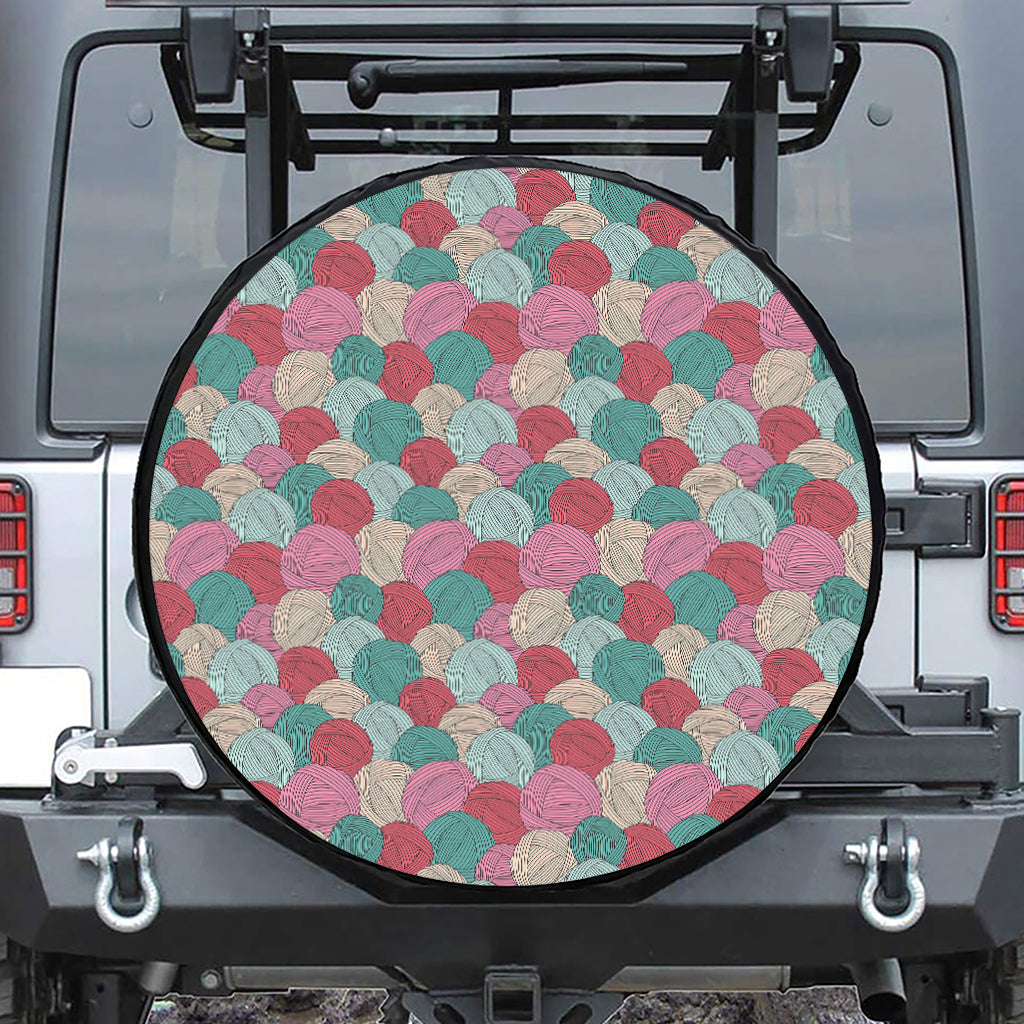 Yarn Balls Pattern Print Leather Spare Tire Cover