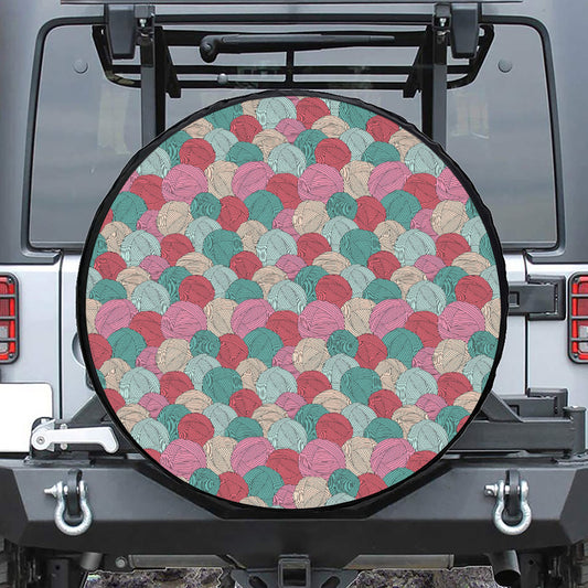 Yarn Balls Pattern Print Leather Spare Tire Cover