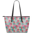 Yarn Balls Pattern Print Leather Tote Bag With Zipper