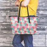 Yarn Balls Pattern Print Leather Tote Bag