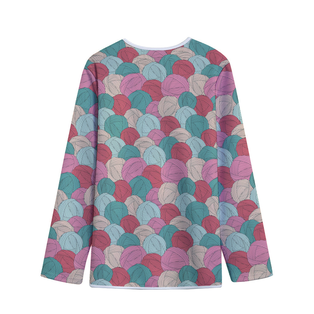 Yarn Balls Pattern Print Long Sleeve Short Coat