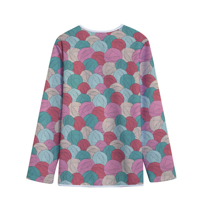 Yarn Balls Pattern Print Long Sleeve Short Coat