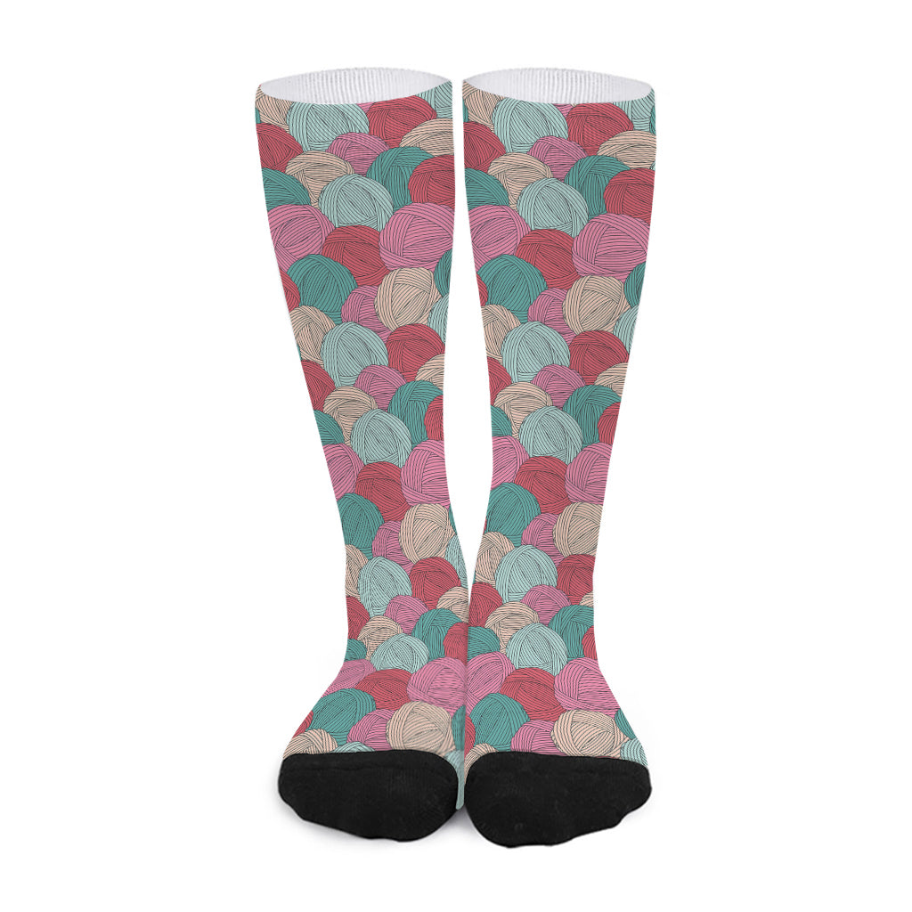 Yarn Balls Pattern Print Long Socks