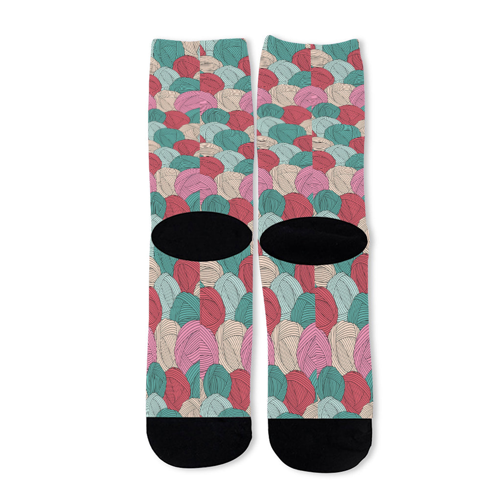 Yarn Balls Pattern Print Long Socks