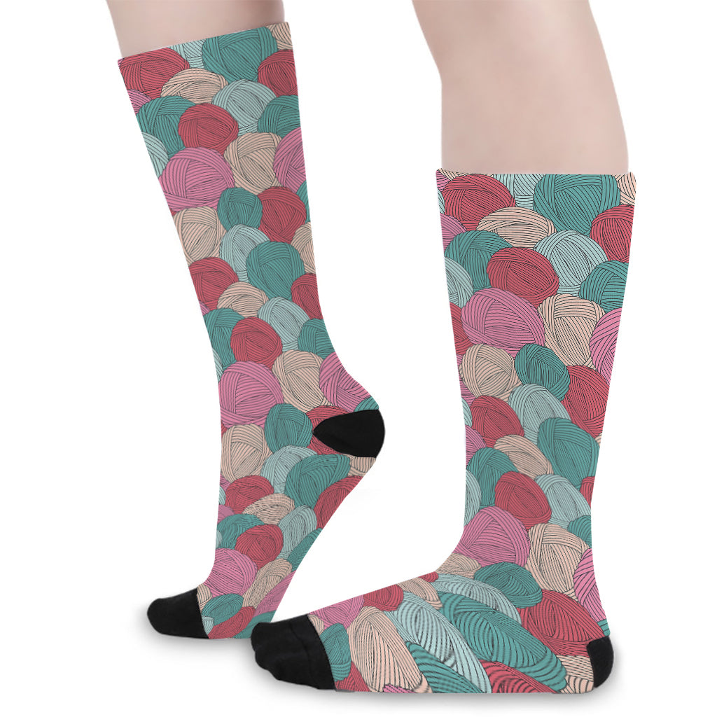 Yarn Balls Pattern Print Long Socks