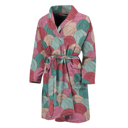 Yarn Balls Pattern Print Men's Bathrobe
