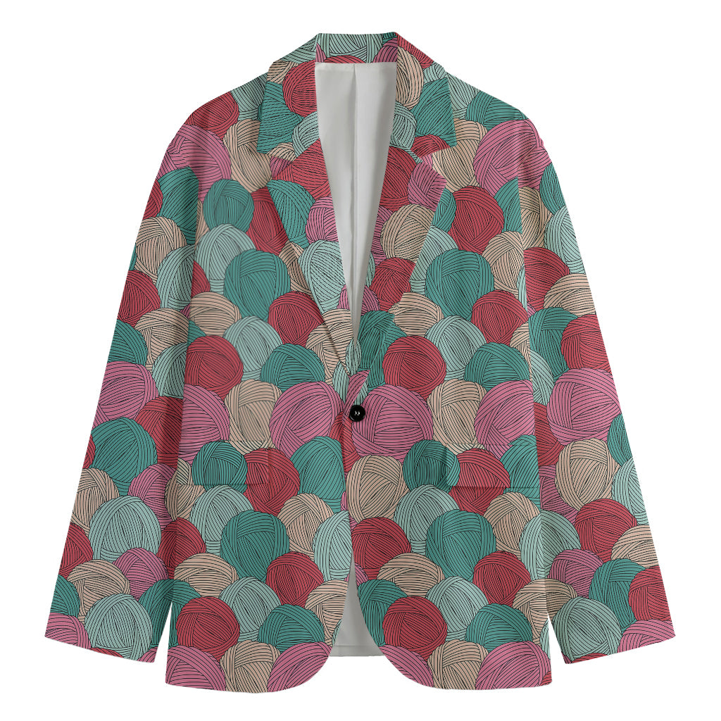 Yarn Balls Pattern Print Men's Blazer