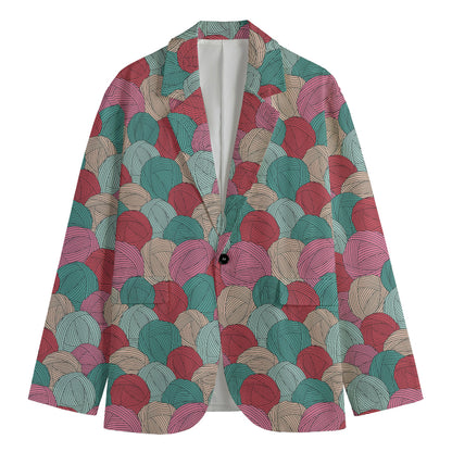 Yarn Balls Pattern Print Men's Blazer