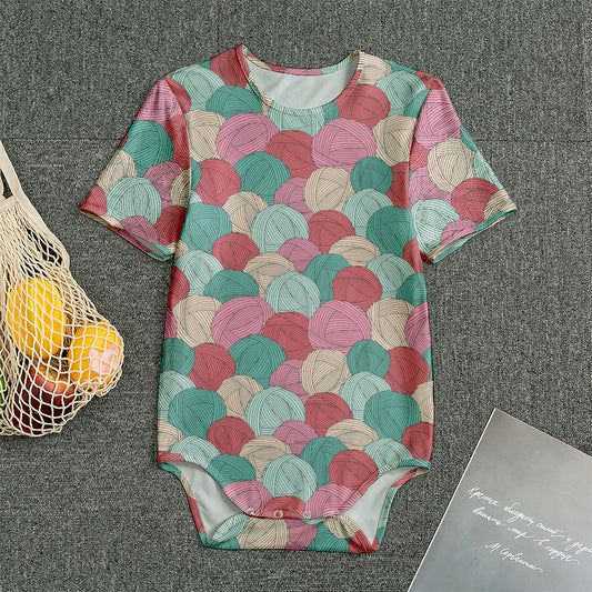 Yarn Balls Pattern Print Men's Bodysuit