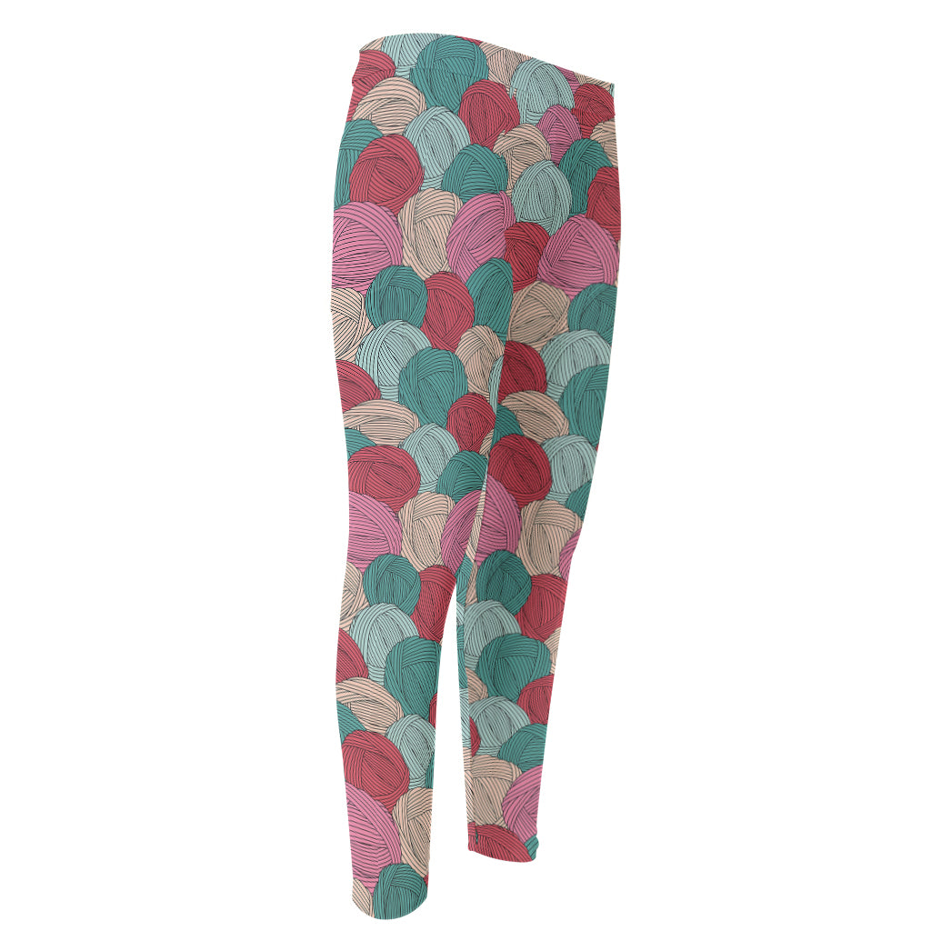 Yarn Balls Pattern Print Men's Compression Pants