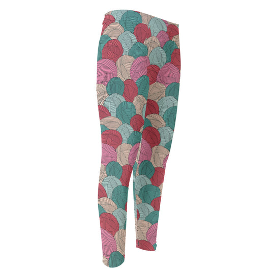 Yarn Balls Pattern Print Men's Compression Pants